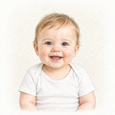 An invented face drawn in the Colored pencil style