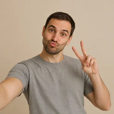 An invented face drawn in the Duck face style