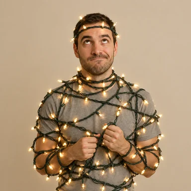 An invented face drawn in the Tangled in lights style