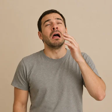An invented face drawn in the About to sneeze style