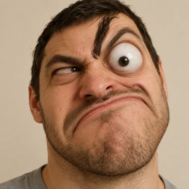 An invented face drawn in the Acrid style