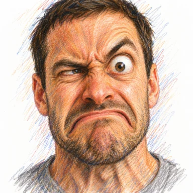 An invented face drawn in the Acrid style