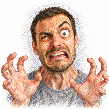 An invented face drawn in the Damned style