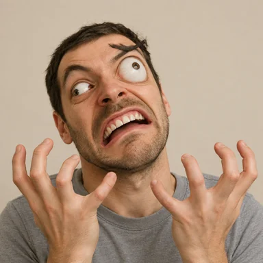 An invented face drawn in the Damned style