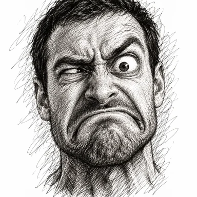 An invented face drawn in the Acrid style