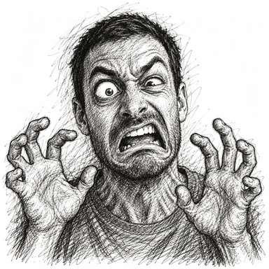 An invented face drawn in the Damned style