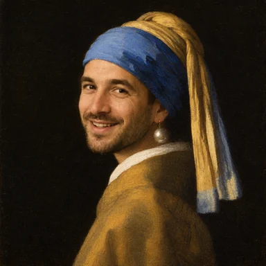 An invented face drawn in the Pearl Earring style