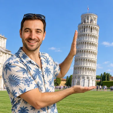 An invented face drawn in the Holding up Pisa style
