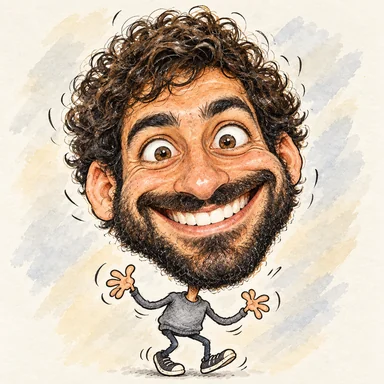 One photograph drawn as caricature