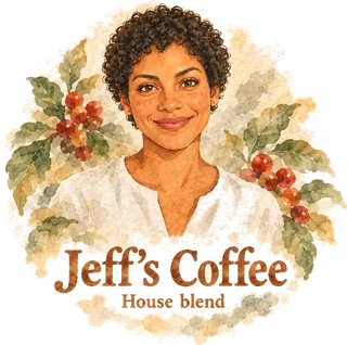 A coffee label drawn in the watercolor style