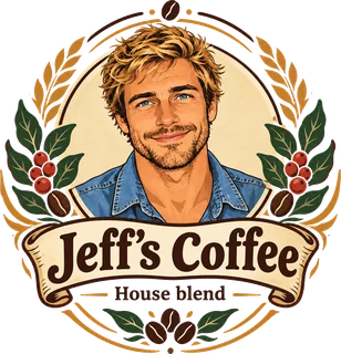 A coffee label drawn in the heritage crest style