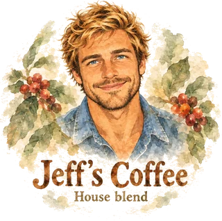 A coffee label drawn in the watercolor style