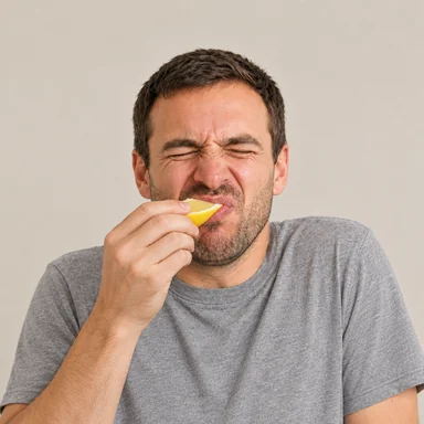 One photograph, pulling the sour lemon face