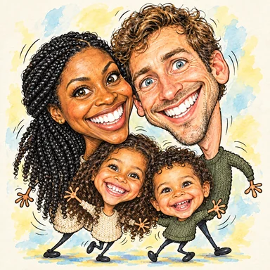 One photograph drawn as caricature